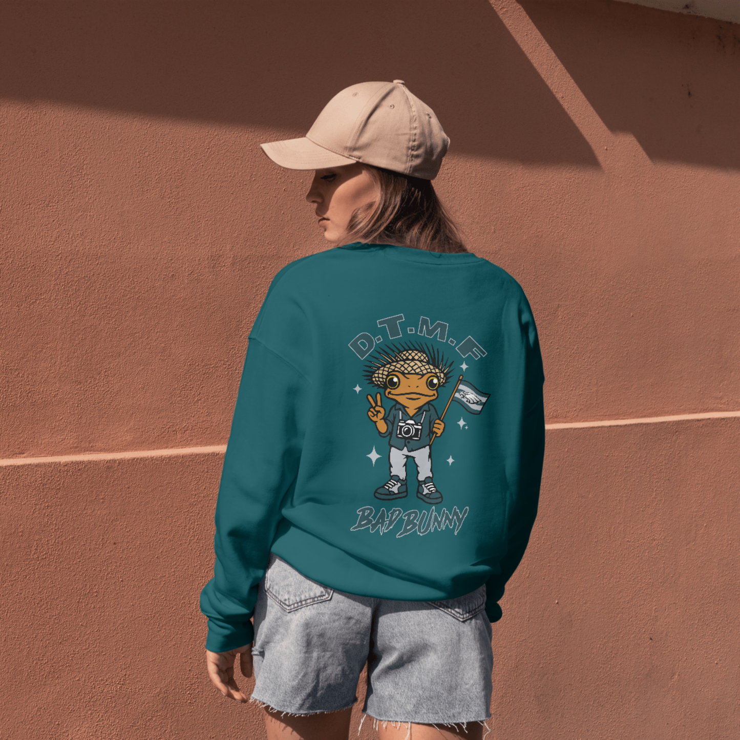 Philadelphia Eagles DTMF Bad Bunny Fan Sweatshirt – Peace Sign Character Graphic