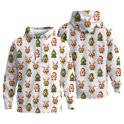 Cute Funny Puppy Santa Reindeer Pattern Polo, Dachshund T Shirt, Wiener Dog T Shirt