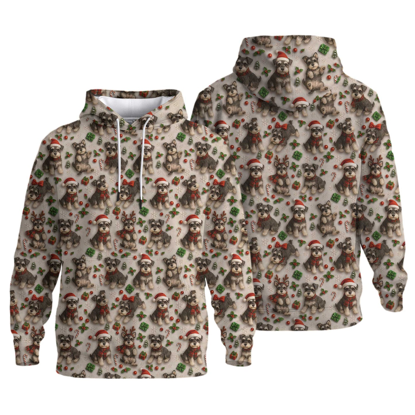 Santa Schnauzer Shirt Pattern Polo, Cute Schnauzer Christmas Shirt, Funny Holiday Schnauzer T-Shirt