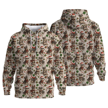 Santa Schnauzer Shirt Pattern Polo, Cute Schnauzer Christmas Shirt, Funny Holiday Schnauzer T-Shirt