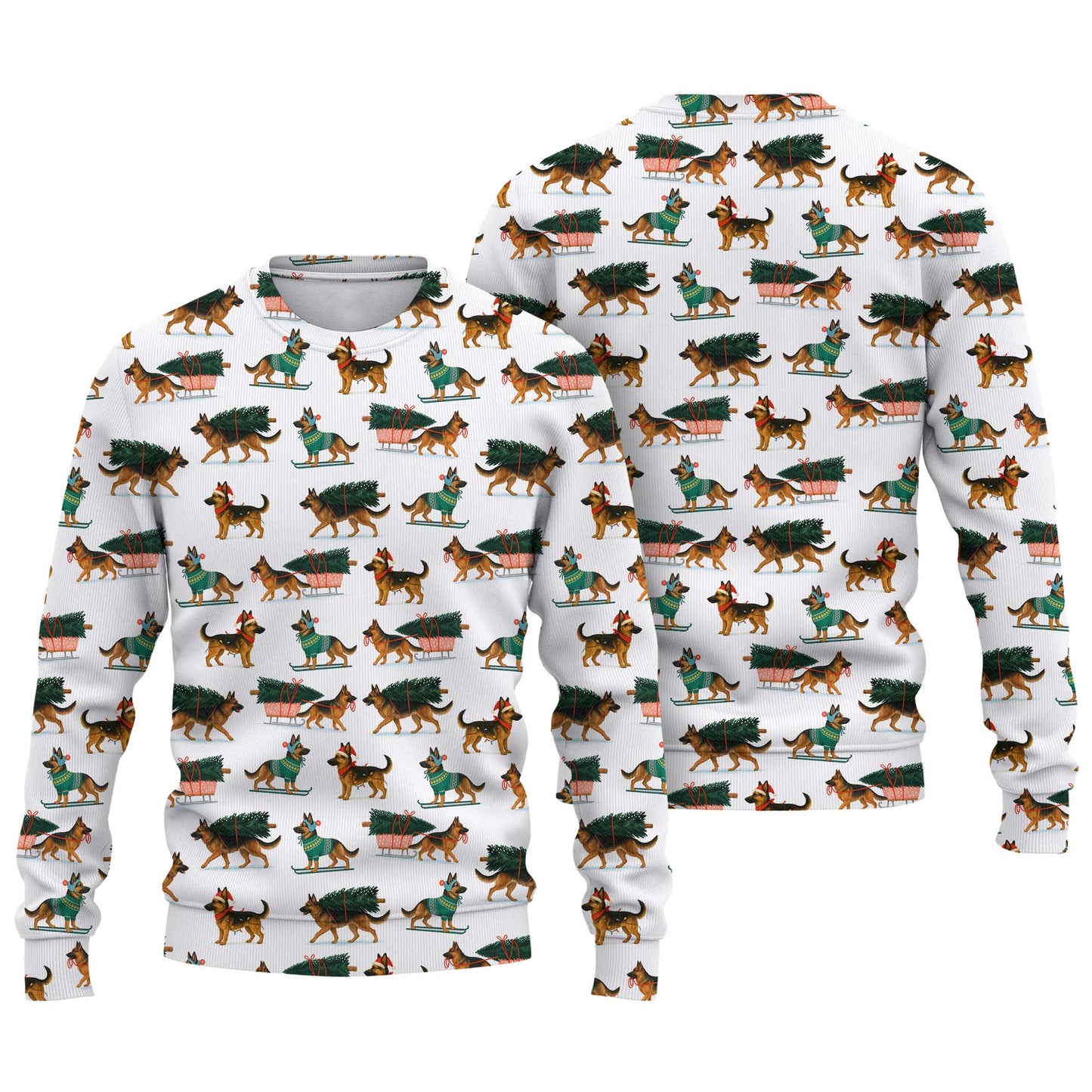 Festive Holiday Shepherd Santa Pattern Polo, Funny German Shepherd Shirt, German Shepherd T Shirt