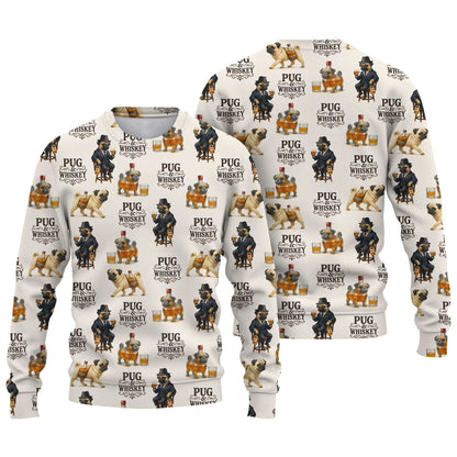 Pug And Whiskey Stylish Pattern Polo, Funny Pug Shirt, Pug T Shirt