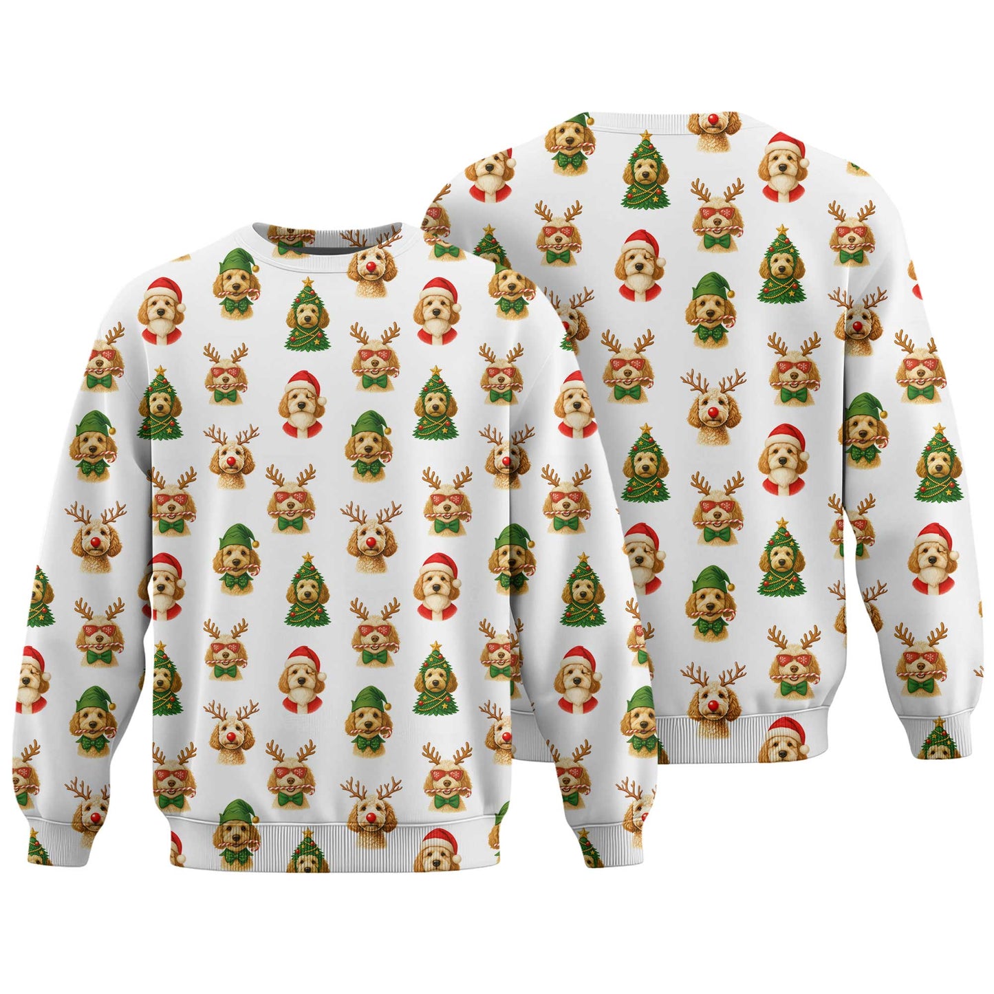 Cute Funny Puppy Santa Reindeer Pattern Polo, Dachshund T Shirt, Wiener Dog T Shirt