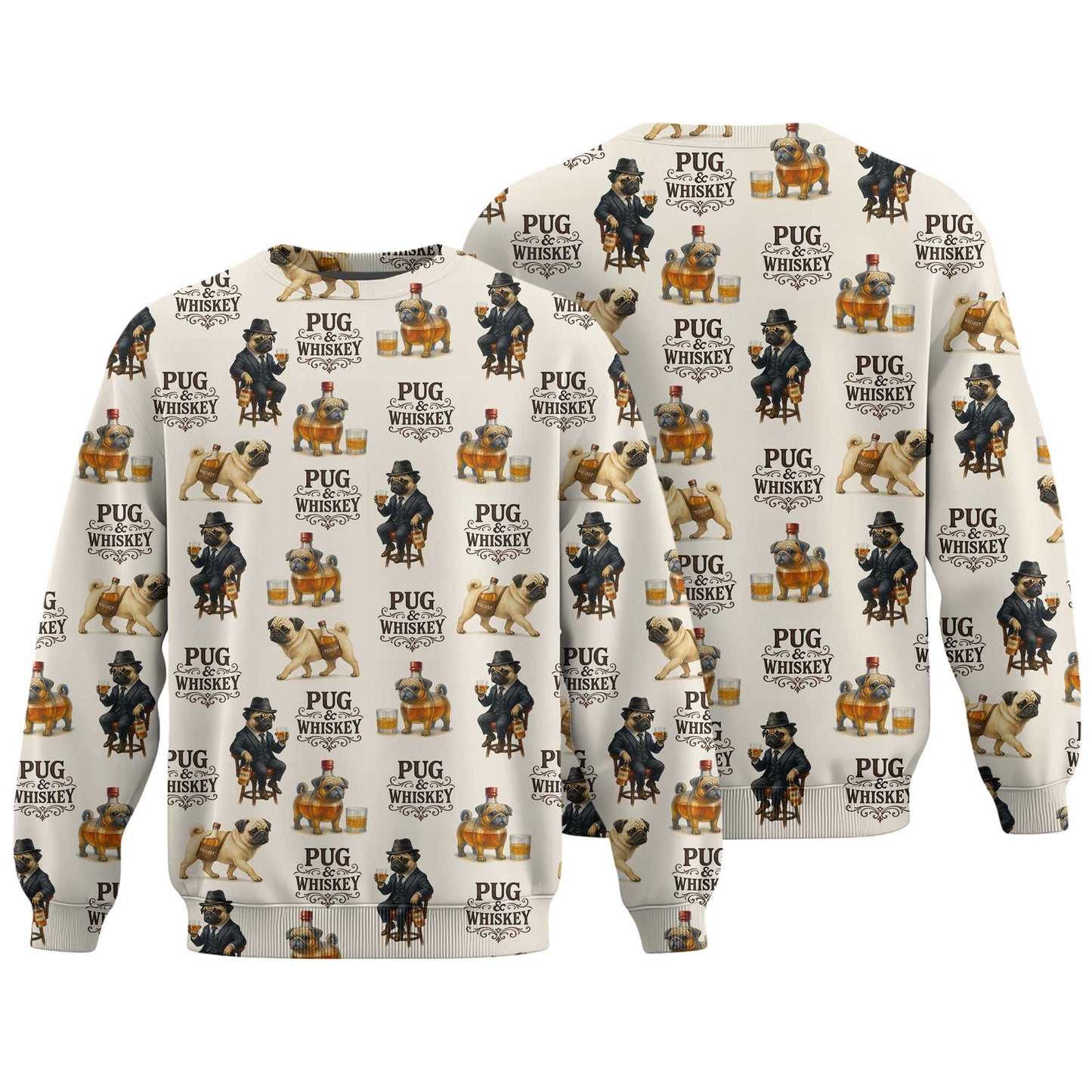 Pug And Whiskey Stylish Pattern Polo, Funny Pug Shirt, Pug T Shirt