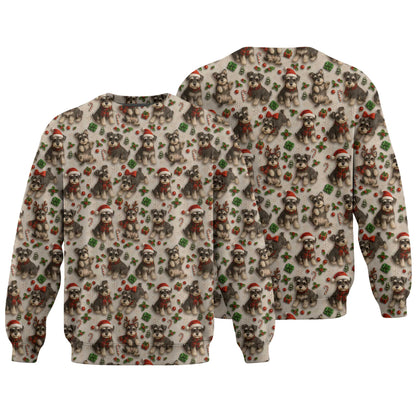 Santa Schnauzer Shirt Pattern Polo, Cute Schnauzer Christmas Shirt, Funny Holiday Schnauzer T-Shirt