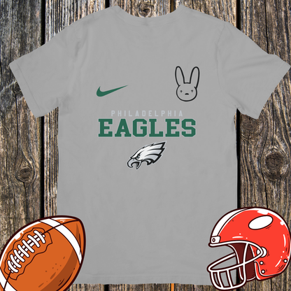 Philadelphia Eagles DTMF Bad Bunny Fan Tee – Peace Sign Character Graphic