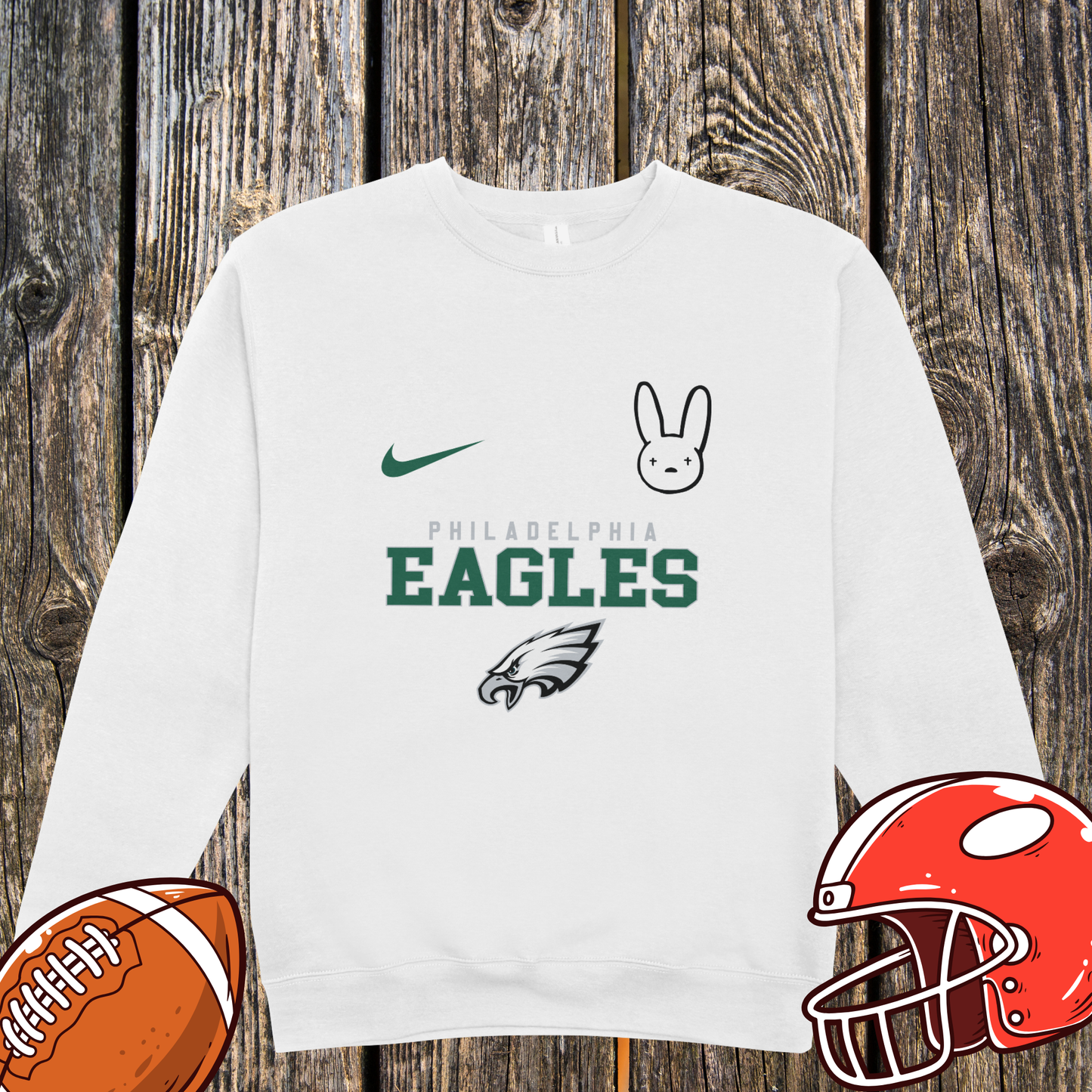 Philadelphia Eagles DTMF Bad Bunny Fan Sweatshirt – Peace Sign Character Graphic