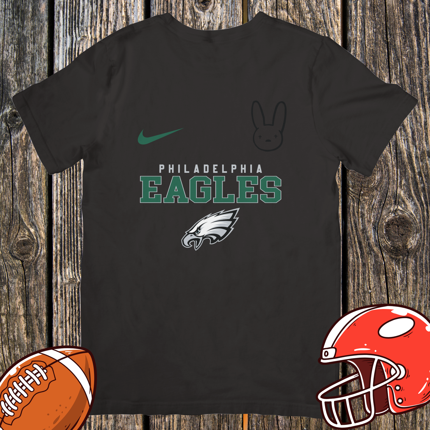 Philadelphia Eagles DTMF Bad Bunny Fan Tee – Peace Sign Character Graphic