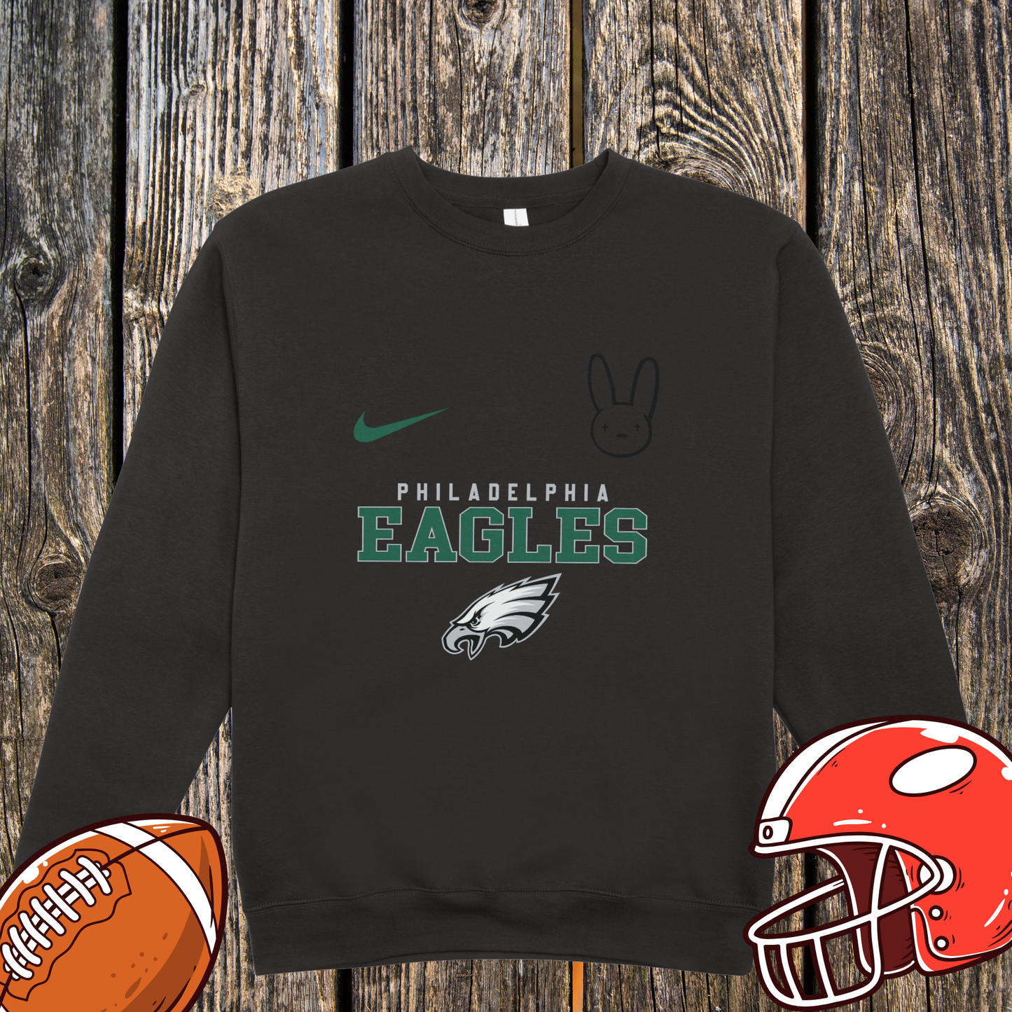 Philadelphia Eagles DTMF Bad Bunny Fan Sweatshirt – Peace Sign Character Graphic