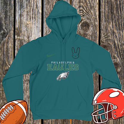 Philadelphia Eagles DTMF Bad Bunny Fan Hoodie – Peace Sign Character Graphic