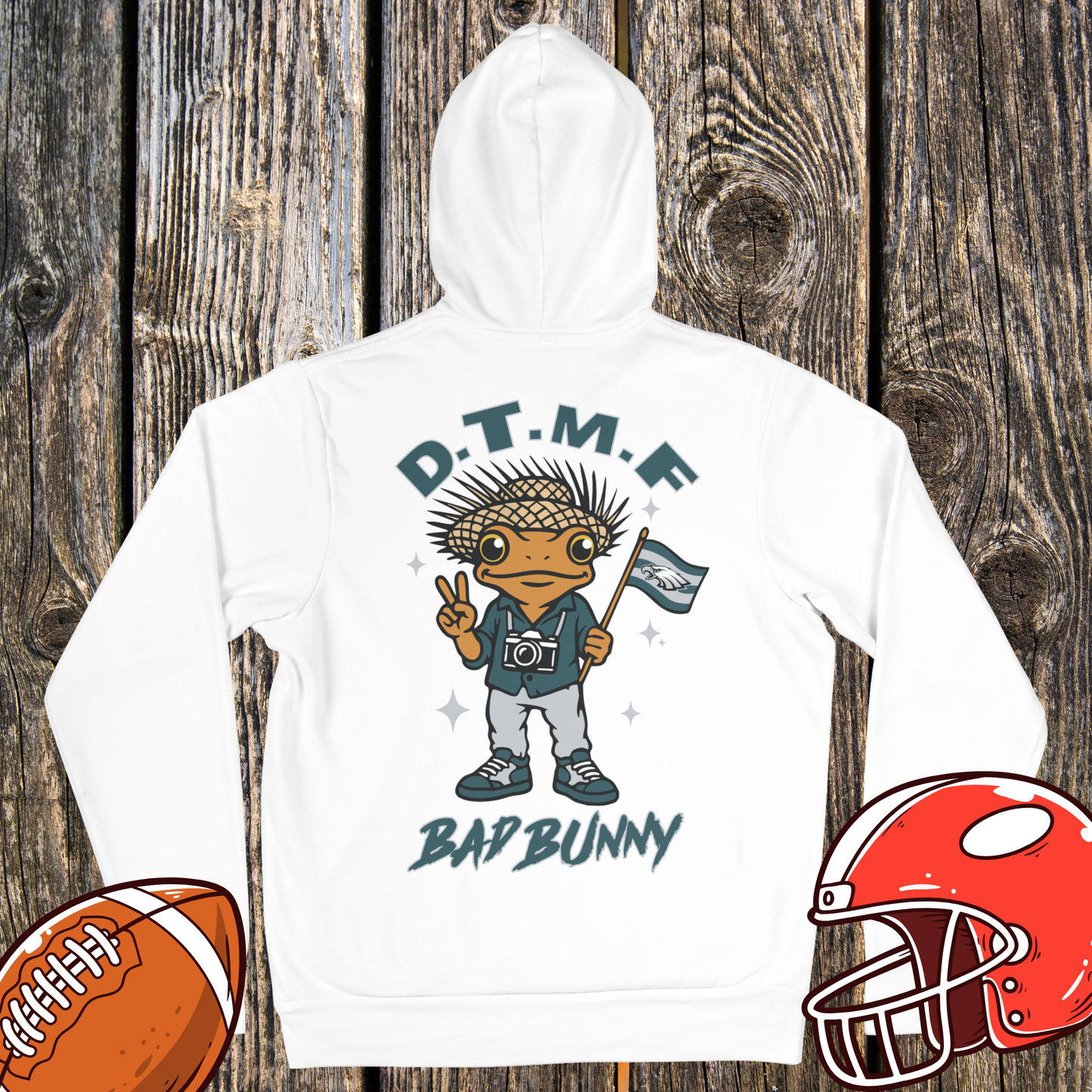 Philadelphia Eagles DTMF Bad Bunny Fan Hoodie – Peace Sign Character Graphic