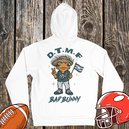 Philadelphia Eagles DTMF Bad Bunny Fan Hoodie – Peace Sign Character Graphic