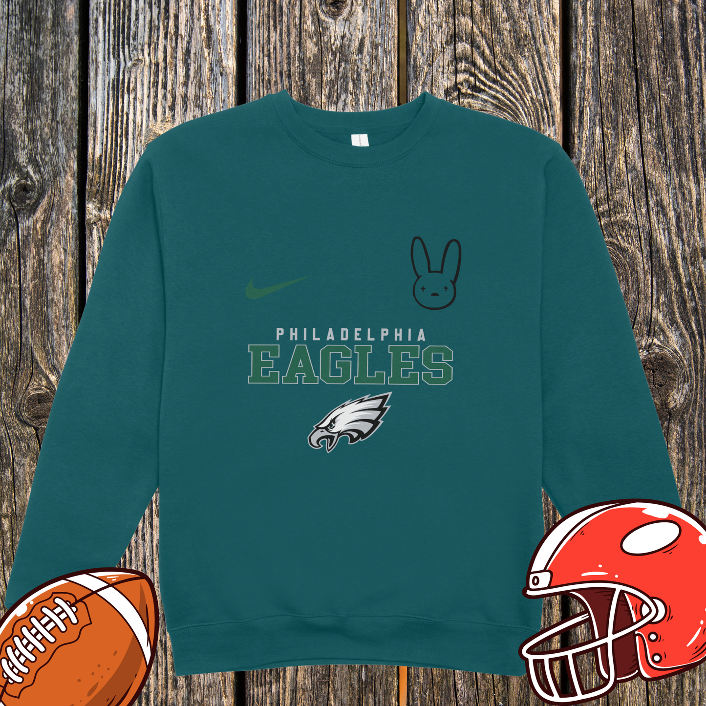 Philadelphia Eagles DTMF Bad Bunny Fan Sweatshirt – Peace Sign Character Graphic
