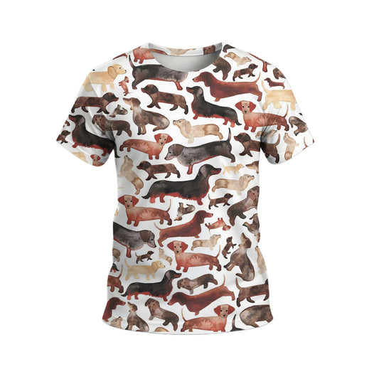 Fun Watercolor Dachshund Art Tee, Dachshund T Shirt, Wiener Dog T Shirt