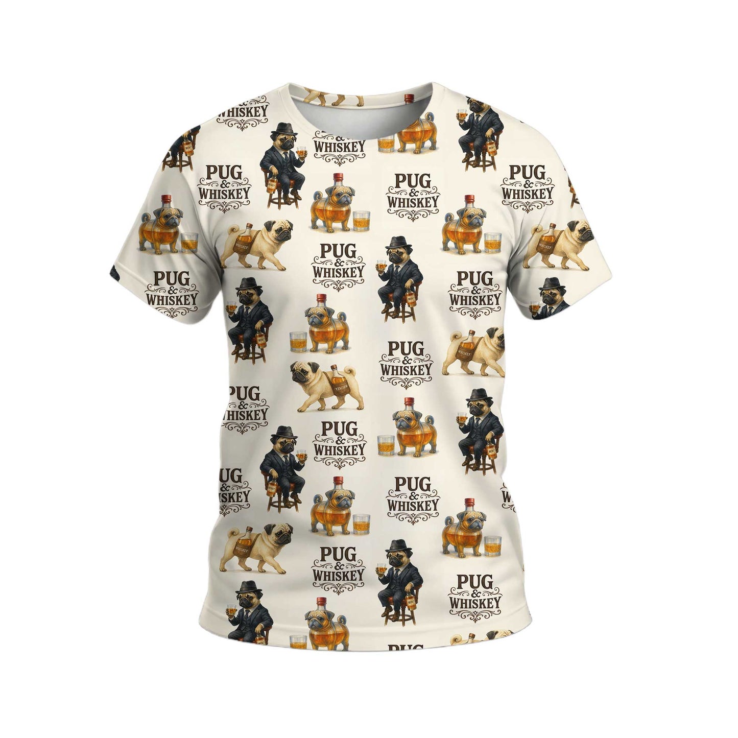 Pug And Whiskey Stylish Pattern Polo, Funny Pug Shirt, Pug T Shirt