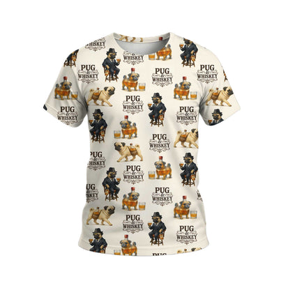 Pug And Whiskey Stylish Pattern Polo, Funny Pug Shirt, Pug T Shirt