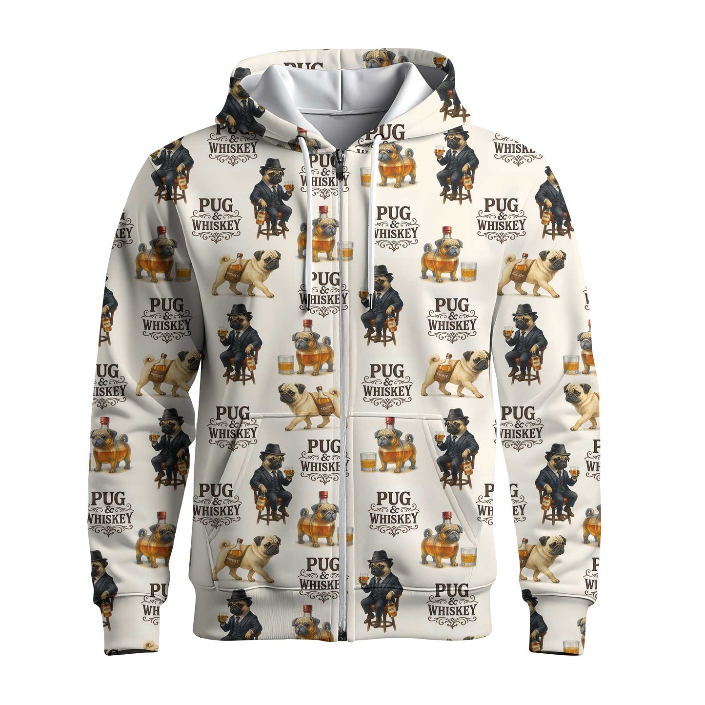 Pug And Whiskey Stylish Pattern Polo, Funny Pug Shirt, Pug T Shirt