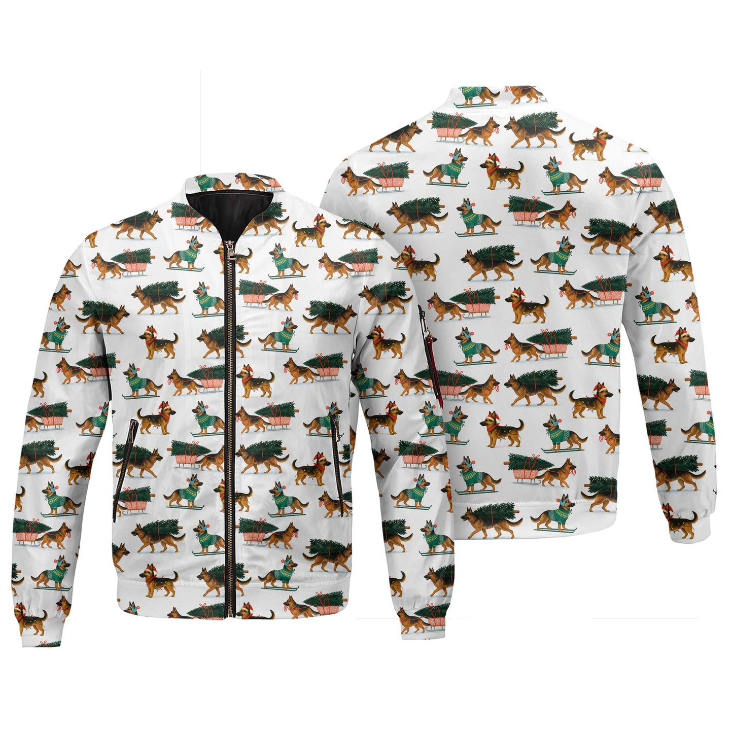 Festive Holiday Shepherd Santa Pattern Polo, Funny German Shepherd Shirt, German Shepherd T Shirt