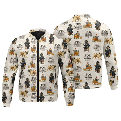 Pug And Whiskey Stylish Pattern Polo, Funny Pug Shirt, Pug T Shirt