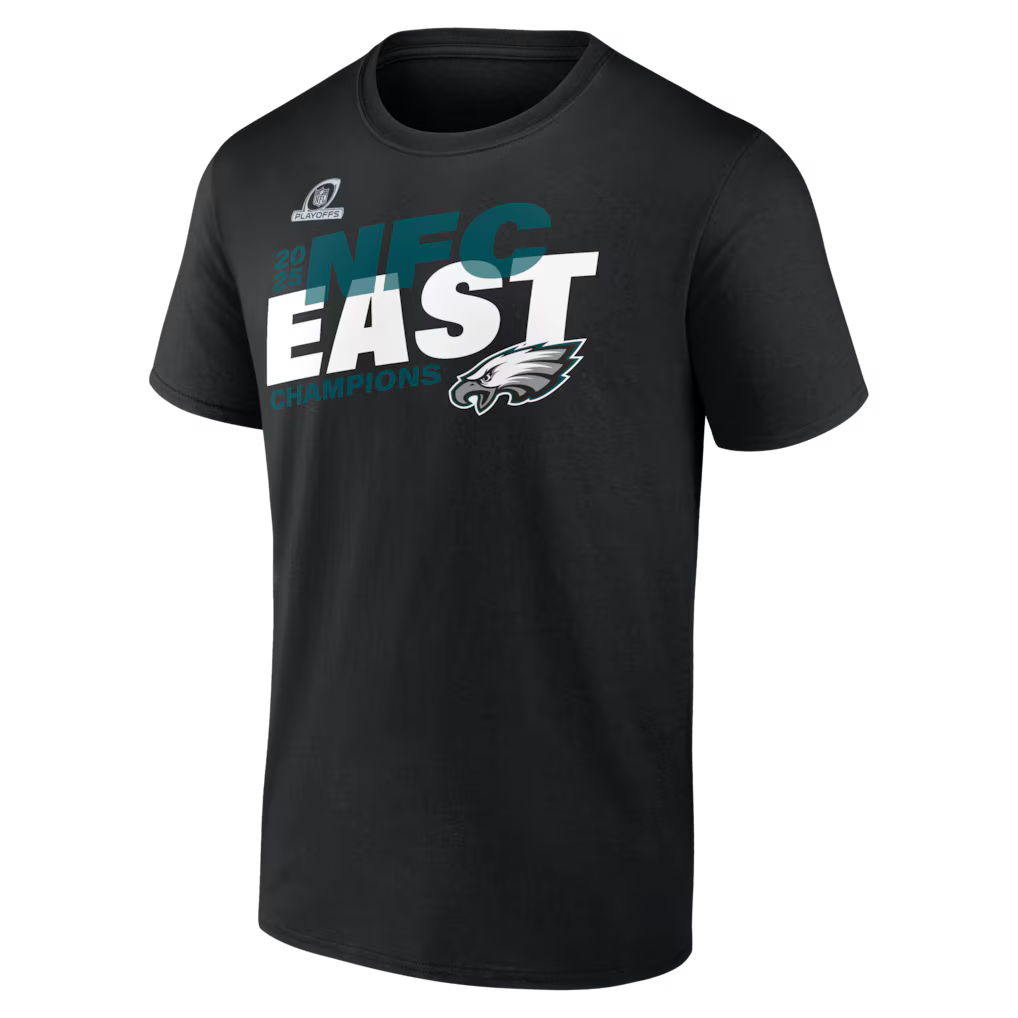 Philadelphia Eagles 2025 NFC East Division Champions Locker Room Trophy Collection T-Shirt