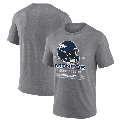 Heather Gray Denver Broncos Bud Light Tri-Blend T-Shirt