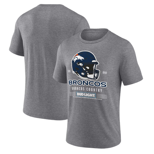 Heather Gray Denver Broncos Bud Light Tri-Blend T-Shirt
