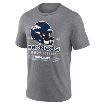 Heather Gray Denver Broncos Bud Light Tri-Blend T-Shirt