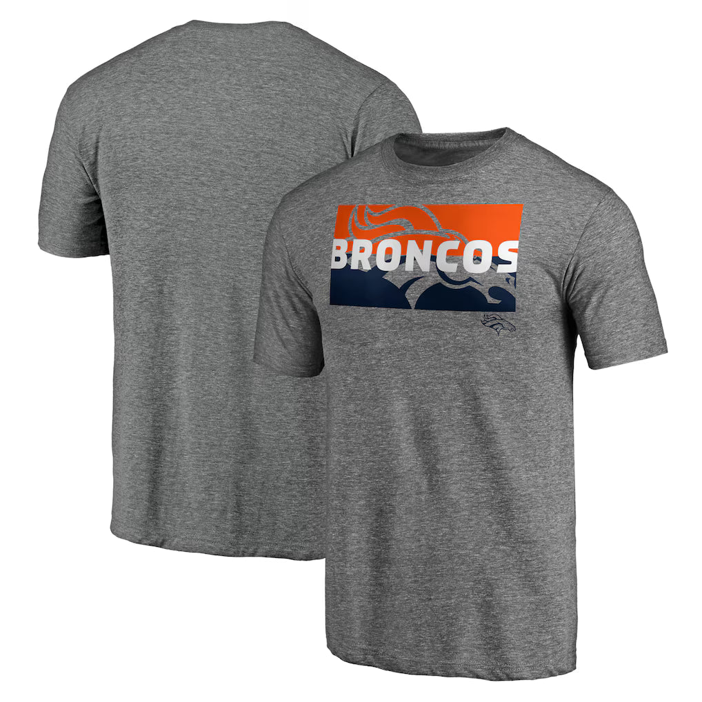 Heather Gray Denver Broncos Square Off Tri-Blend T-Shirt