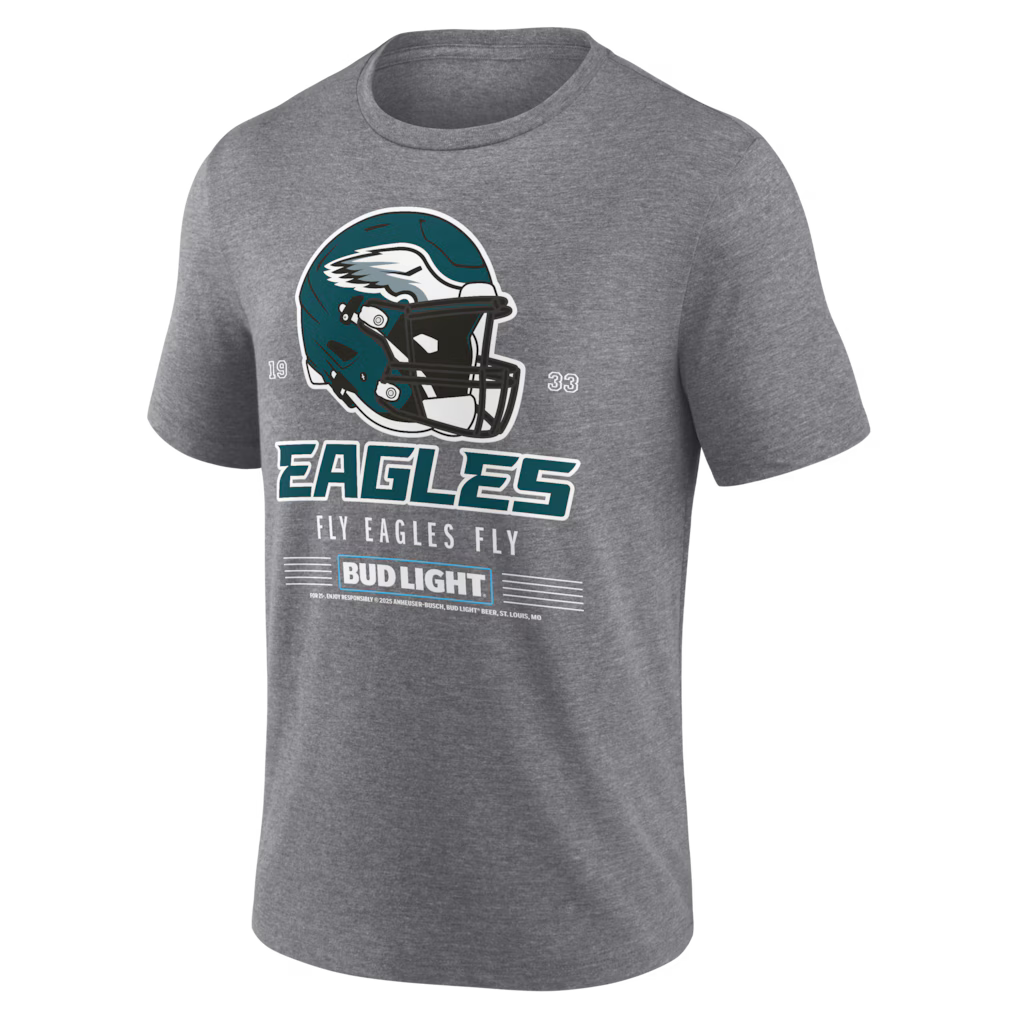 Heather Gray Philadelphia Eagles Bud Light Tri-Blend T-Shirt