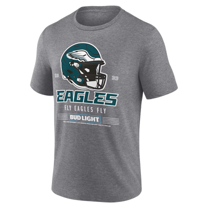 Heather Gray Philadelphia Eagles Bud Light Tri-Blend T-Shirt