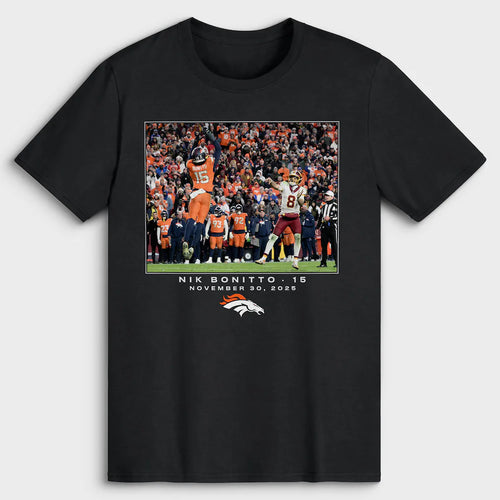 Nik Bonitto Black Denver Broncos NFL Flash Features Week 13 T-Shirt