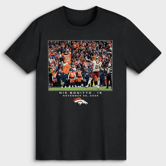 Nik Bonitto Black Denver Broncos NFL Flash Features Week 13 T-Shirt