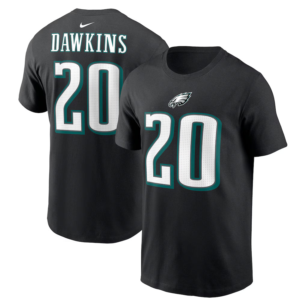 Dawkins Black Philadelphia Eagles Retired Player Name & Number T-Shirt