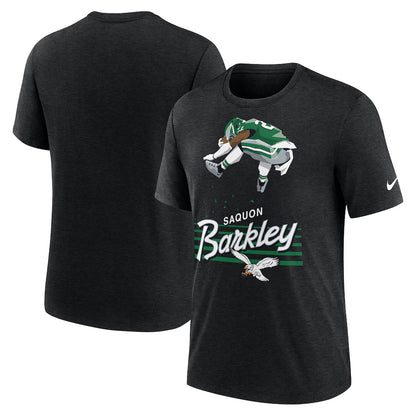 Saquon Barkley Heather Black Philadelphia Eagles Player Graphic T-Shirt