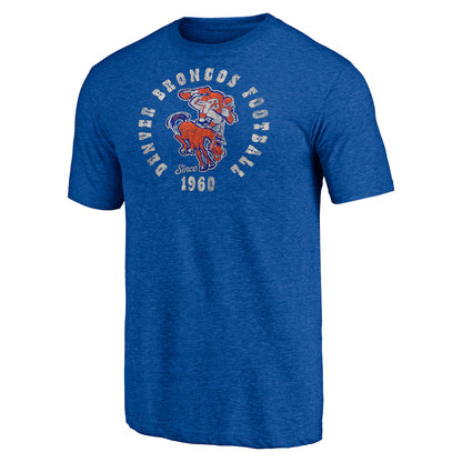 Royal Denver Broncos Vintage Tri-Blend T-Shirt