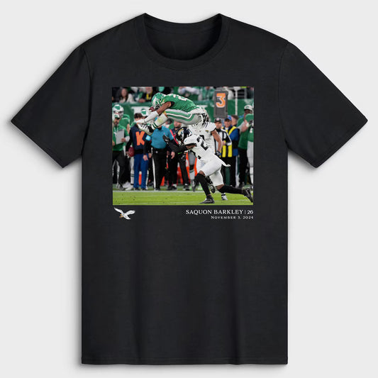 Saquon Barkley Black Philadelphia Eagles NFL Flash Features Week 9 T-Shirt
